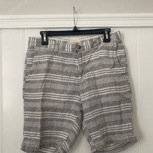 1901 Mens Stripe Linen Shorts, size 32
